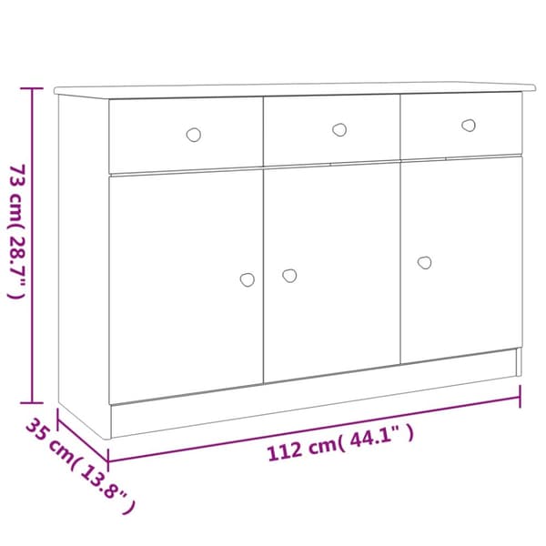 skænk ALTA 112x35x73 cm massivt fyrretræ