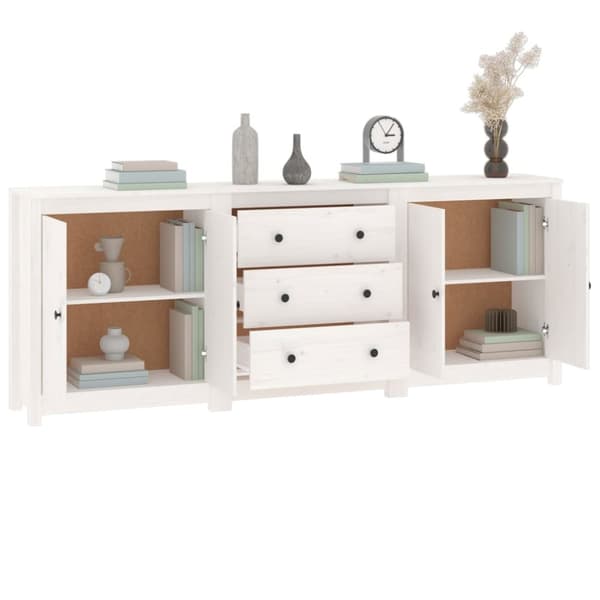 skænk 210x35x80 cm massivt fyrretræ hvid