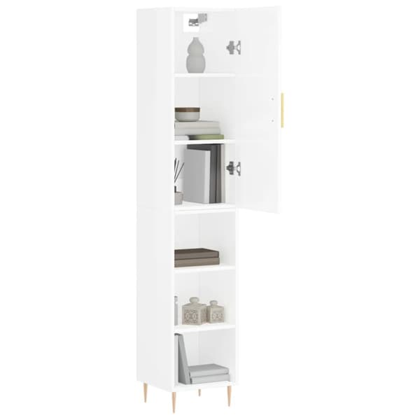 skab 34,5x34x180 cm konstrueret træ hvid højglans