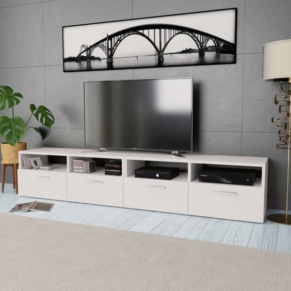 TV-tasot 2 kpl tekninen puu 95x35x36 cm valkoinen