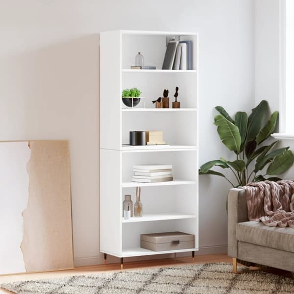reol 69,5x32,5x180 cm konstrueret træ hvid