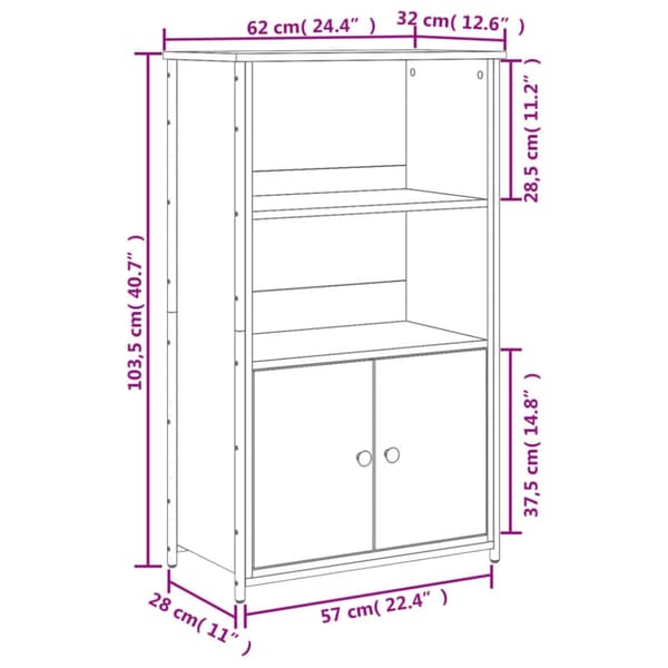 skab 62x32x103,5 cm konstrueret træ grå sonoma-eg