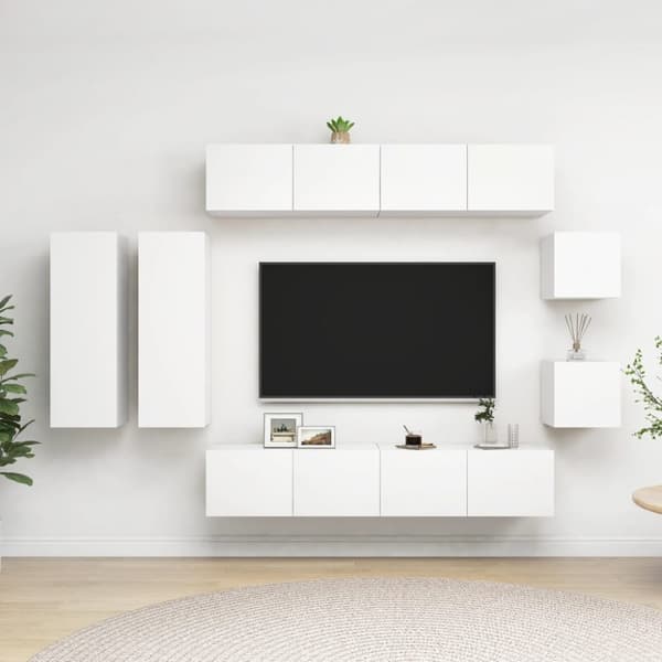 8-osainen TV-kaappisarja valkoinen lastulevy