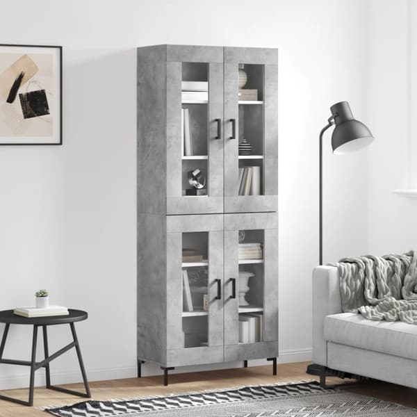 højskab 69,5x34x180 cm konstrueret træ betongrå