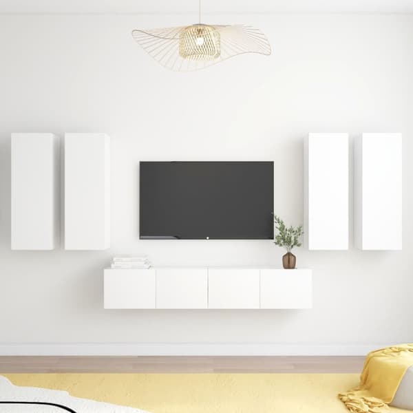 6-osainen TV-kaappisarja valkoinen lastulevy