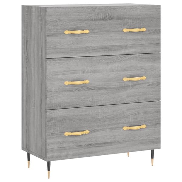 højskab 69,5x34x180 cm konstrueret træ grå sonoma-eg