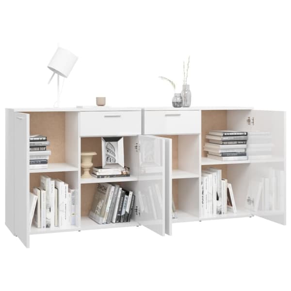skænk 160x36x75 cm konstrueret træ hvid højglans