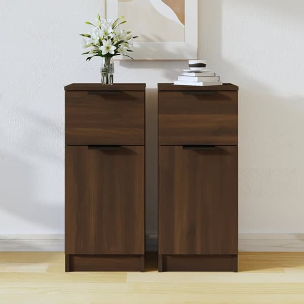 Senkit 2 kpl ruskea tammi 30x30x70 cm tekninen puu