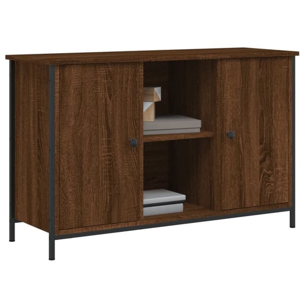 Tv-bänk brun ek 100x35x65 cm konstruerat trä