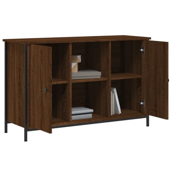 Tv-bänk brun ek 100x35x65 cm konstruerat trä