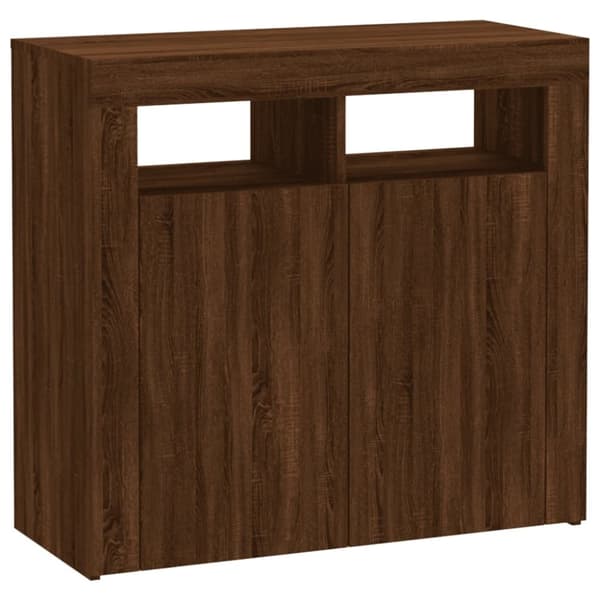 Senkki LED-valoilla ruskea tammi 80x35x75 cm