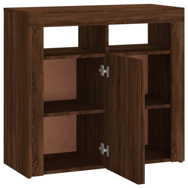 Senkki LED-valoilla ruskea tammi 80x35x75 cm