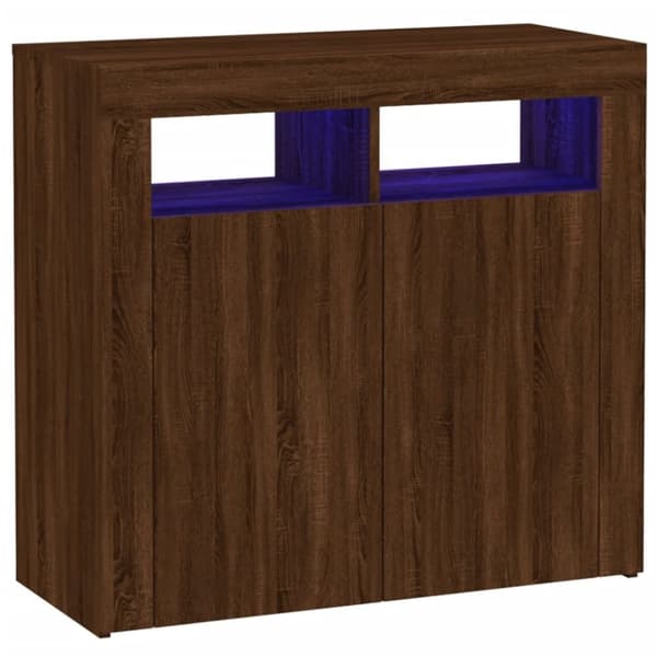 Senkki LED-valoilla ruskea tammi 80x35x75 cm
