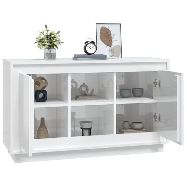 skænk 102x35x60 cm konstrueret træ hvid højglans