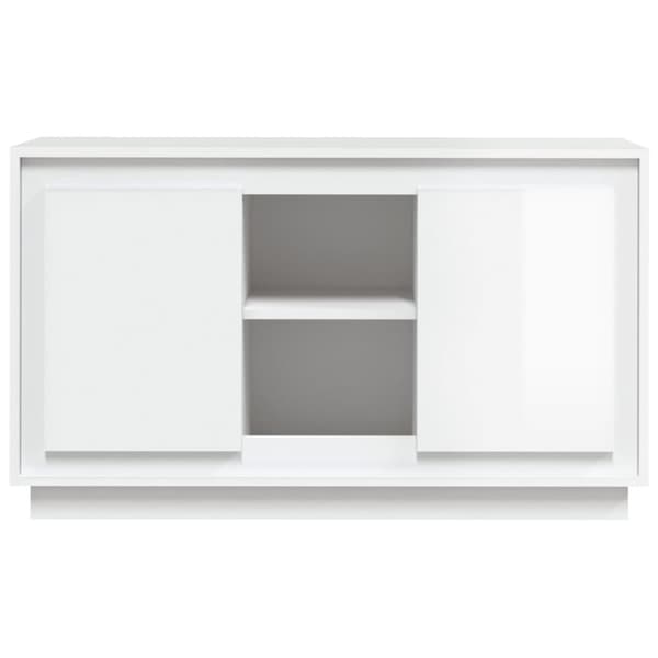 skænk 102x35x60 cm konstrueret træ hvid højglans