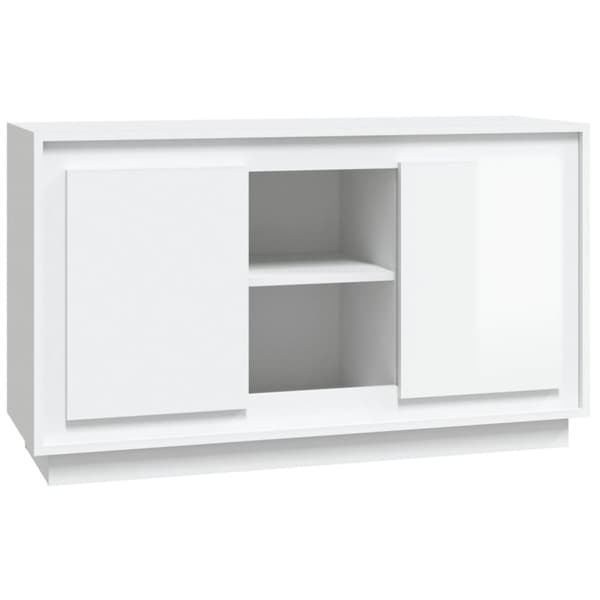 skænk 102x35x60 cm konstrueret træ hvid højglans