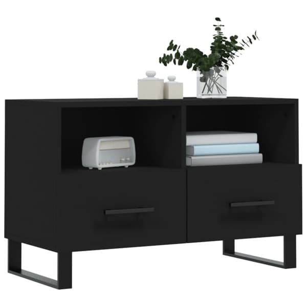 Tv-bänk svart 80x36x50 cm konstruerat trä