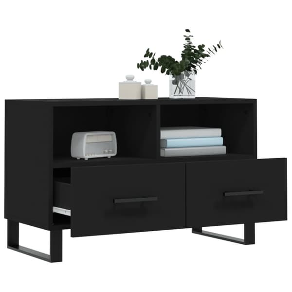 Tv-bänk svart 80x36x50 cm konstruerat trä