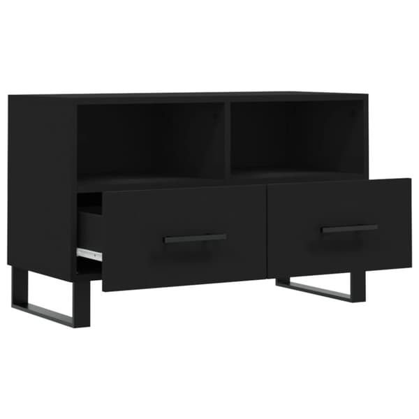 Tv-bänk svart 80x36x50 cm konstruerat trä