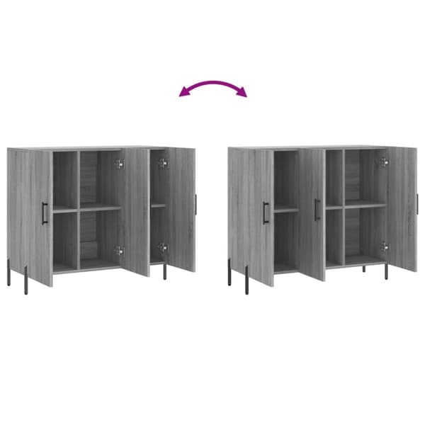 skab 90x34x80 cm konstrueret træ grå sonoma-eg