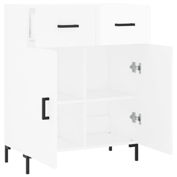 skænk 69,5x34x90 cm konstrueret træ hvid højglans