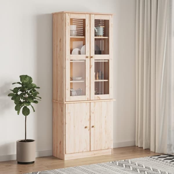 vitrineskab ALTA 77x35x186,5 cm massivt fyrretræ