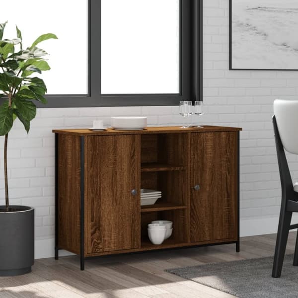 skænk 100x35x70 cm konstrueret træ brun egetræsfarve