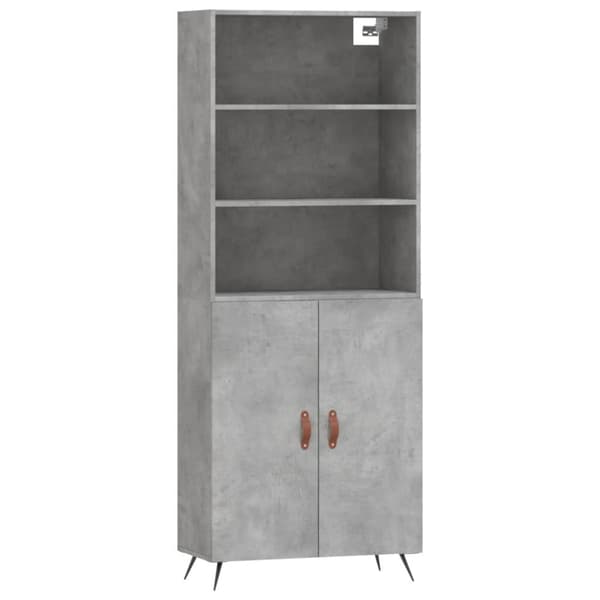 Kaappi betoninharmaa 69,5x34x180 cm tekninen puu