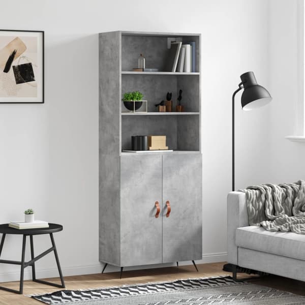 Kaappi betoninharmaa 69,5x34x180 cm tekninen puu