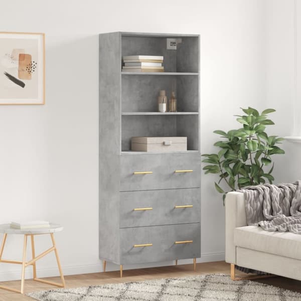Högskåp betonggrå 69,5x34x180 cm konstruerat trä