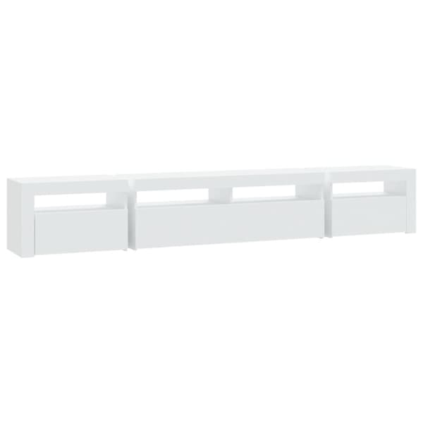 tv-skab med LED-lys 240x35x40 cm hvid