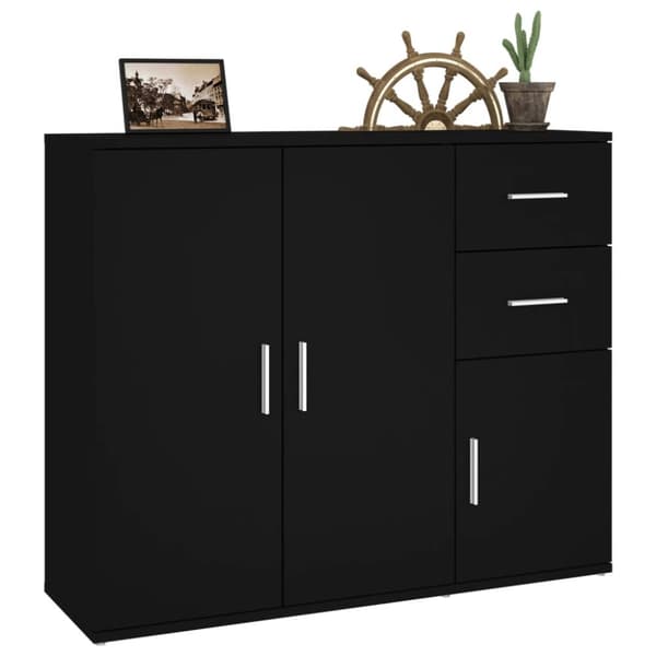 Skänk svart 91x29,5x75 cm konstruerat trä