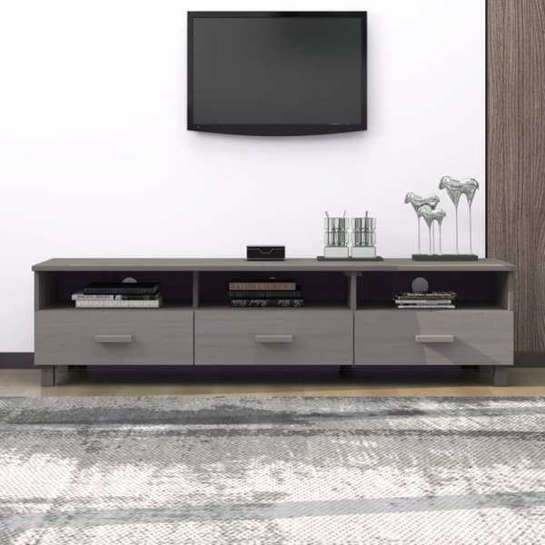 Tv-bänk HAMAR ljusgrå 158x40x40 cm massiv furu
