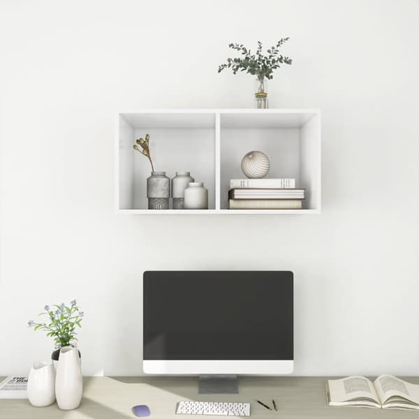 væghængt tv-bord 37x37x72 cm konstrueret træ hvid