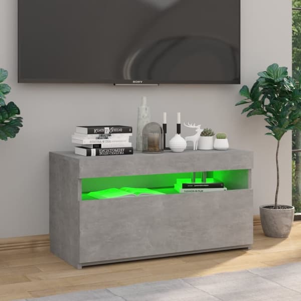 Tv-bänk med LED-belysning betonggrå 75x35x40 cm