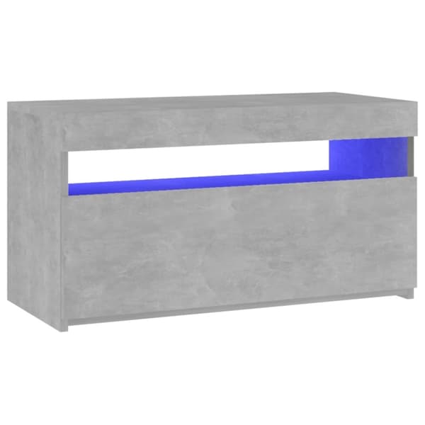 Tv-bänk med LED-belysning betonggrå 75x35x40 cm