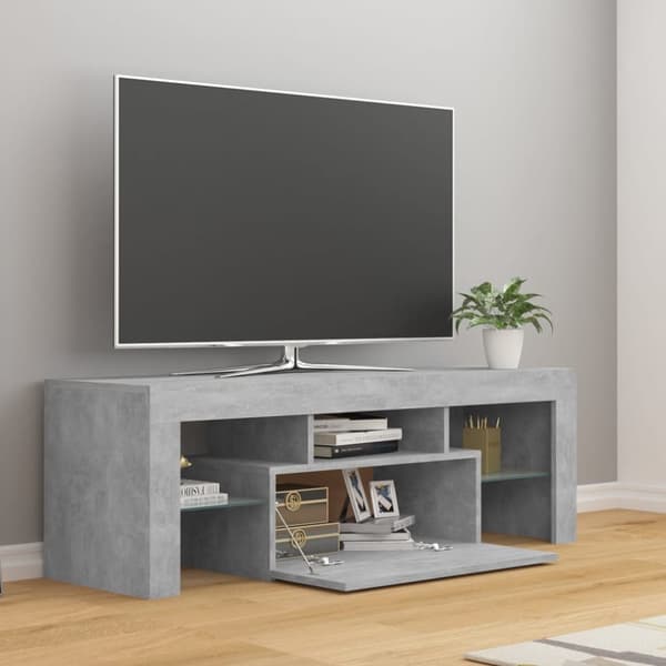 TV-bänk med LED-belysning betonggrå 120x35x40 cm
