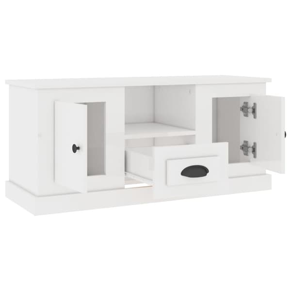 Tv-bänk vit högglans 100x35,5x45 cm konstruerat trä