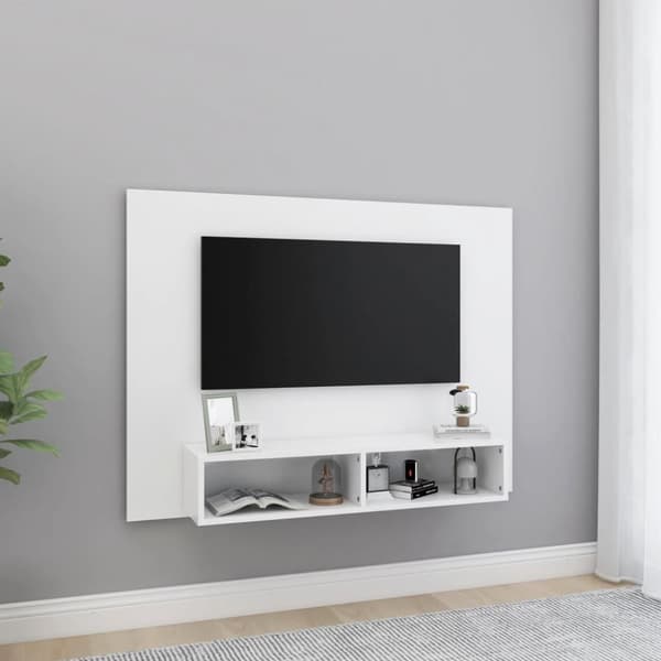 Väggmonterat tv-skåp vit 120x23,5x90 cm konstruerat trä