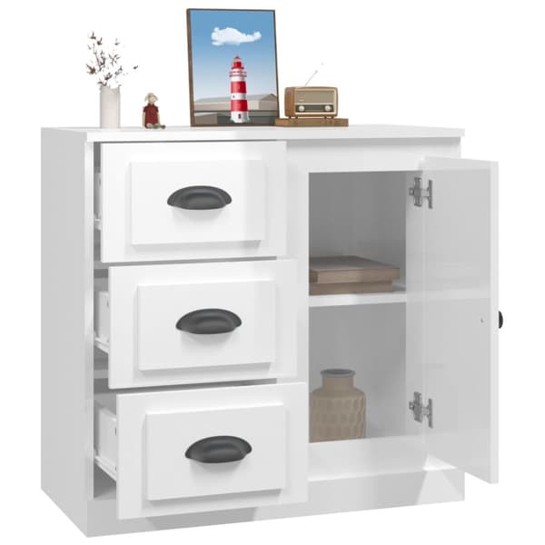 skænk 70x35,5x67,5 cm konstrueret træ hvid højglans