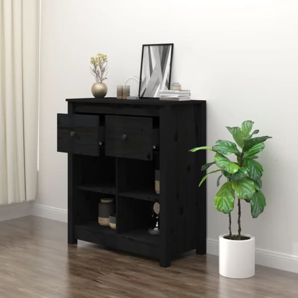 skænk 70x35x80 cm massivt fyrretræ sort