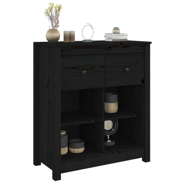 skænk 70x35x80 cm massivt fyrretræ sort