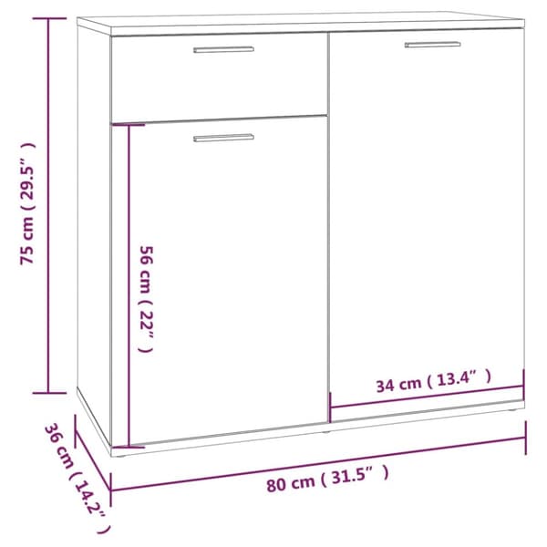 Senkki harmaa Sonoma 80x36x75 cm tekninen puu