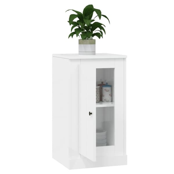 skænk 37,5x35,5x67,5 cm konstrueret træ hvid højglans