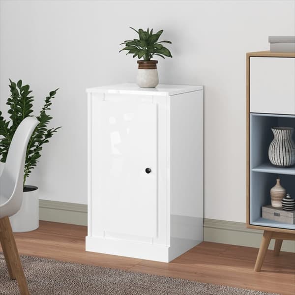 skænk 37,5x35,5x67,5 cm konstrueret træ hvid højglans