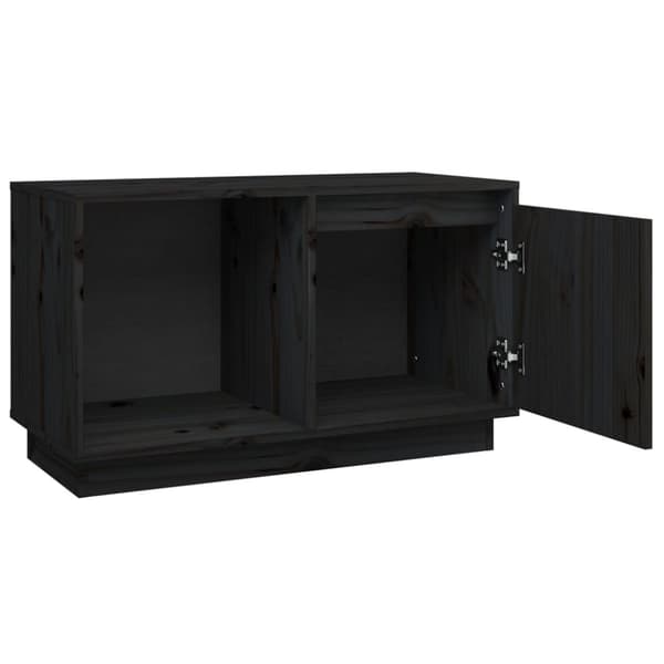 Tv-bänk svart 74x35x44 cm massiv furu