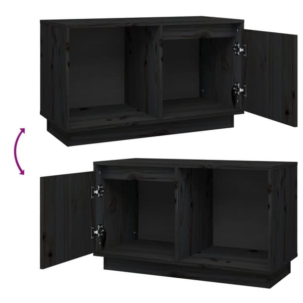Tv-bänk svart 74x35x44 cm massiv furu