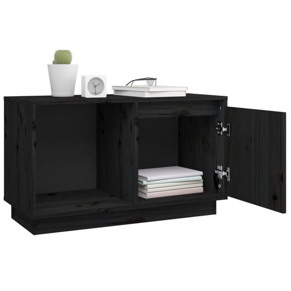 Tv-bänk svart 74x35x44 cm massiv furu