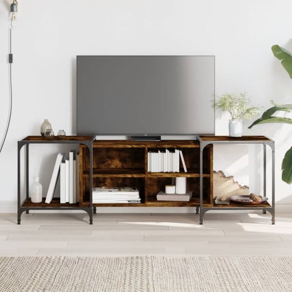tv-bord 153x37x50 cm konstrueret træ røget egetræsfarve