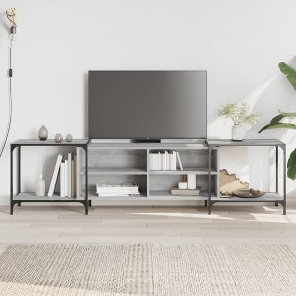 tv-bord 203x37x50 cm konstrueret træ grå sonoma-eg